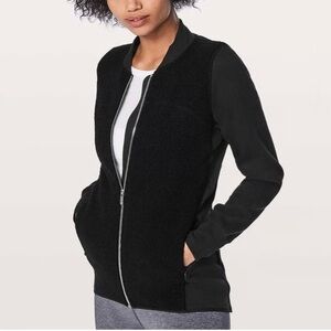 Lululemon | Stand Out Sherpa Half Zip Jacket Sweater Pockets Black Fleece Size 4